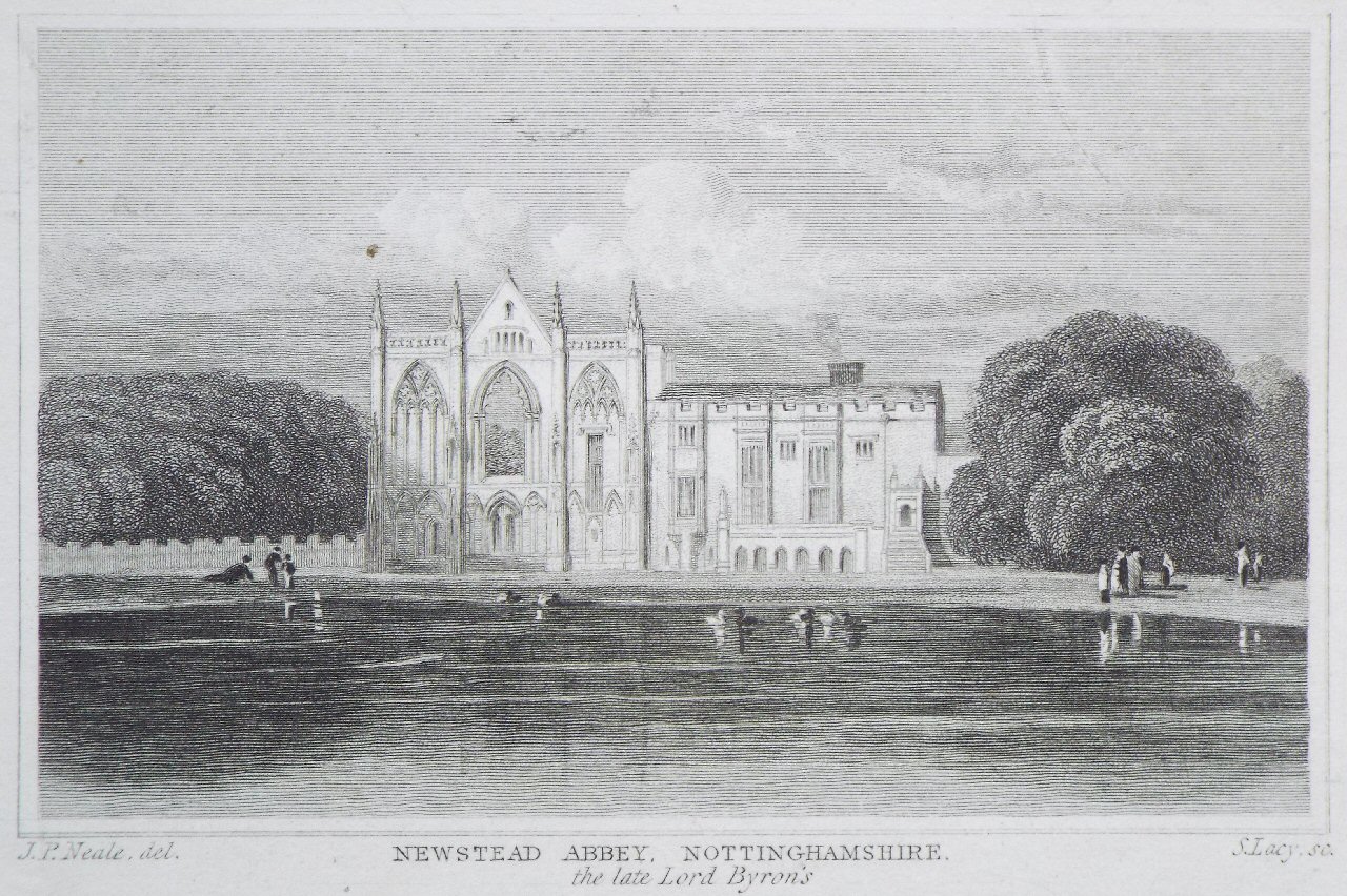 Print - Newstead Abbey, Nottinghamshire. the late Lord Byron's - Lacy